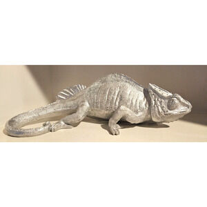 Chameleon Lizard Silver Figurine Statue Collectible New